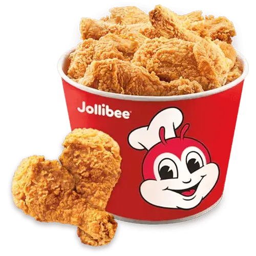 Jollibee fried chicken bucket with two extra pieces