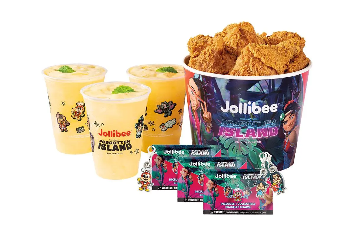JOLLIBEE FORGOTTEN ISLAND 6PC BUCKET BUNDLE ON WHITE BACKGROUND